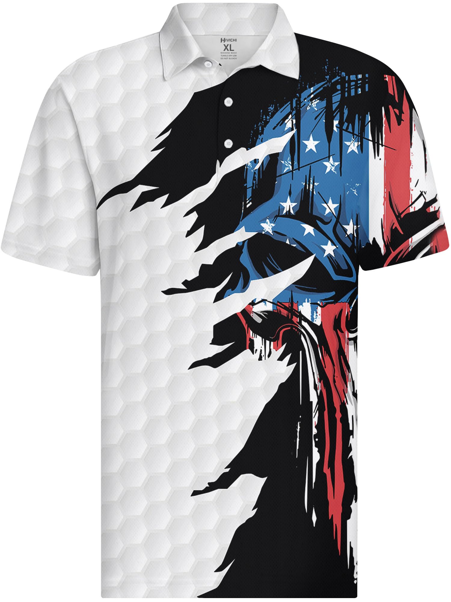 Funny Golf Shirts for Men Crazy Printed Pattern Colorful Wild Novelty Performance Moisture Wicking Mens Polo Shirt