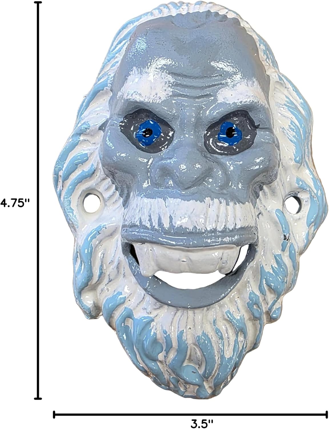 Yeti Abominable Snowman Cast Iron Wall Mounted Bottle Opener With Painted Finish (4.75" x 3.5")