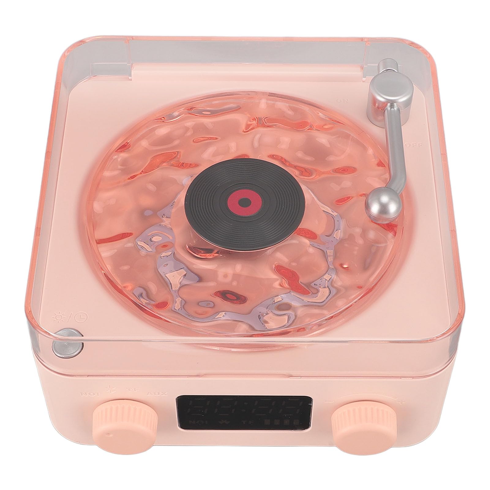 Giradischi Giradischi con Luce Notturna e Display 'Ora Ricevitore BT, Multifunzione 3 in 1, Giradischi Portatile per Intrattenimento e Decorazione (Roseo)
