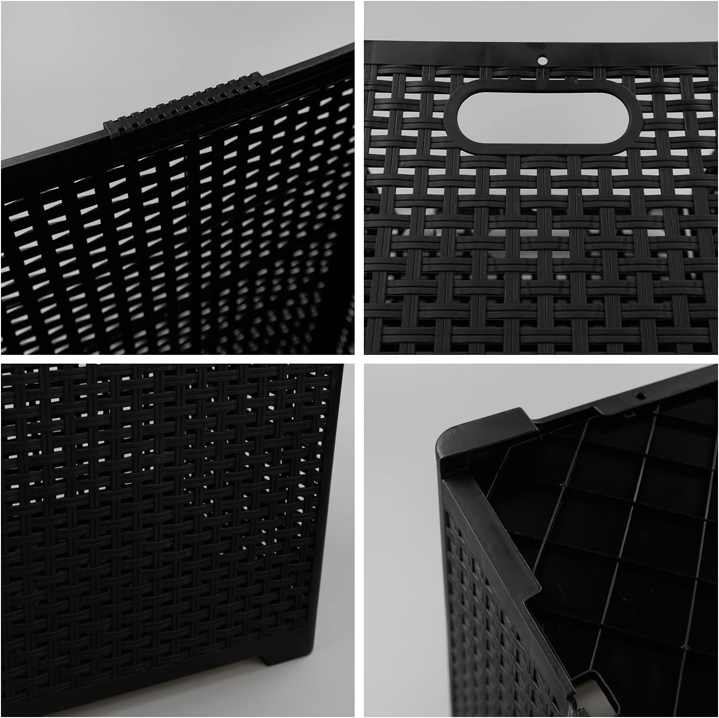 Morcte 2-Pack 42 L Folding Laundry Basket, Plastic Towel Hamper for Wet Towels, Black