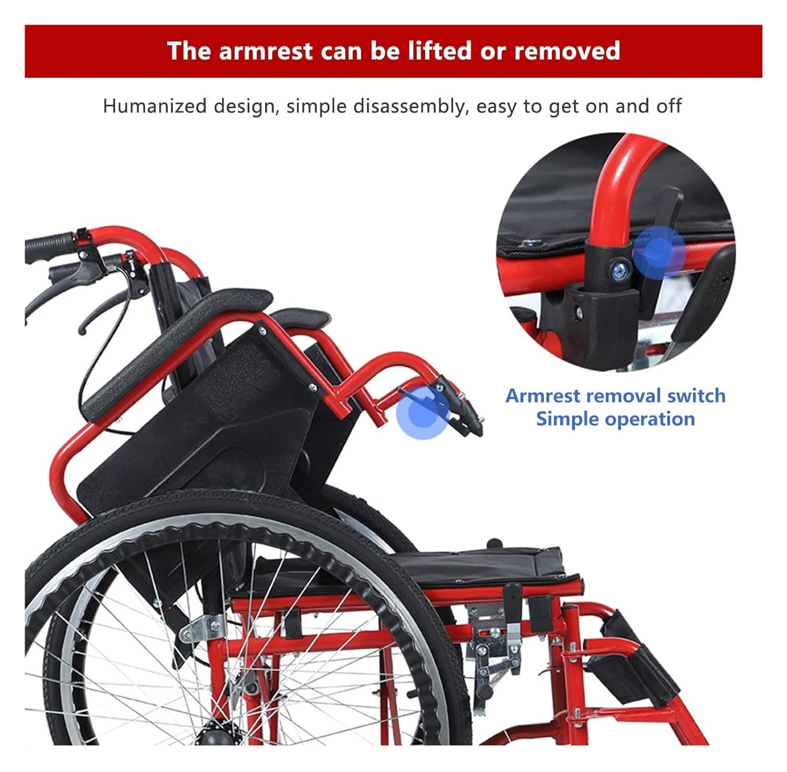 Silla De Ruedas Plegable Silla De Ruedas, Silla De Ruedas Manual Ligera, Sillas De Ruedas Plegables Ligeras, Reposapiés Abatibles, Brazos Extraíbles Y Abatibles For Facilitar La Transferencia