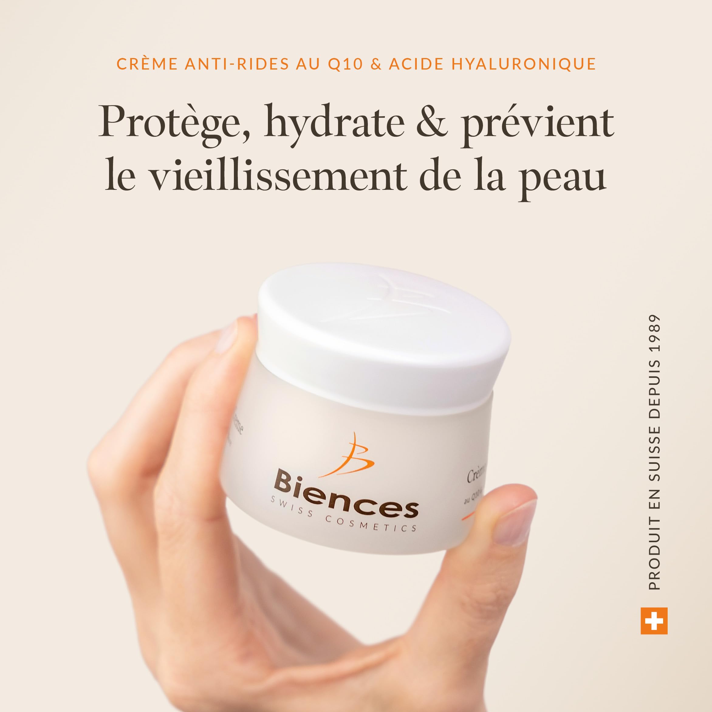 Swiss Cosmetics – Faltenschutzmittel mit Q10 und Hyaluronsäure, Tag und Nacht, 100% Schweiz | Schutz, Feuchtigkeit, repariert, pflegt und bekämpft Zeiten