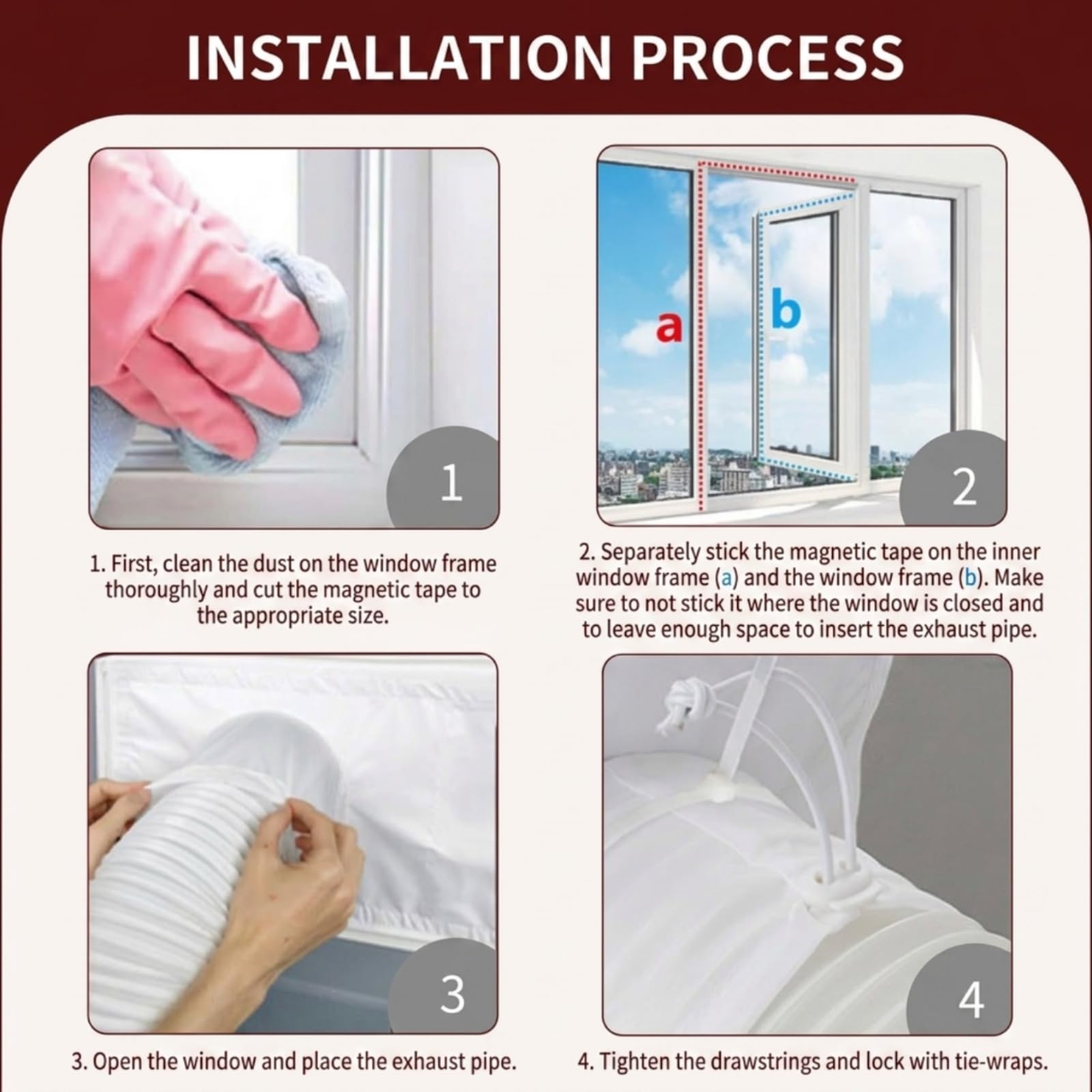 Milageto Panel de Ventana para Aire Acondicionado Portátil Barrera Textil con Manga para Kit Universal Ajustable Instalación Fácil sin Herramientas Adecuado, color to 2, 5 Metros