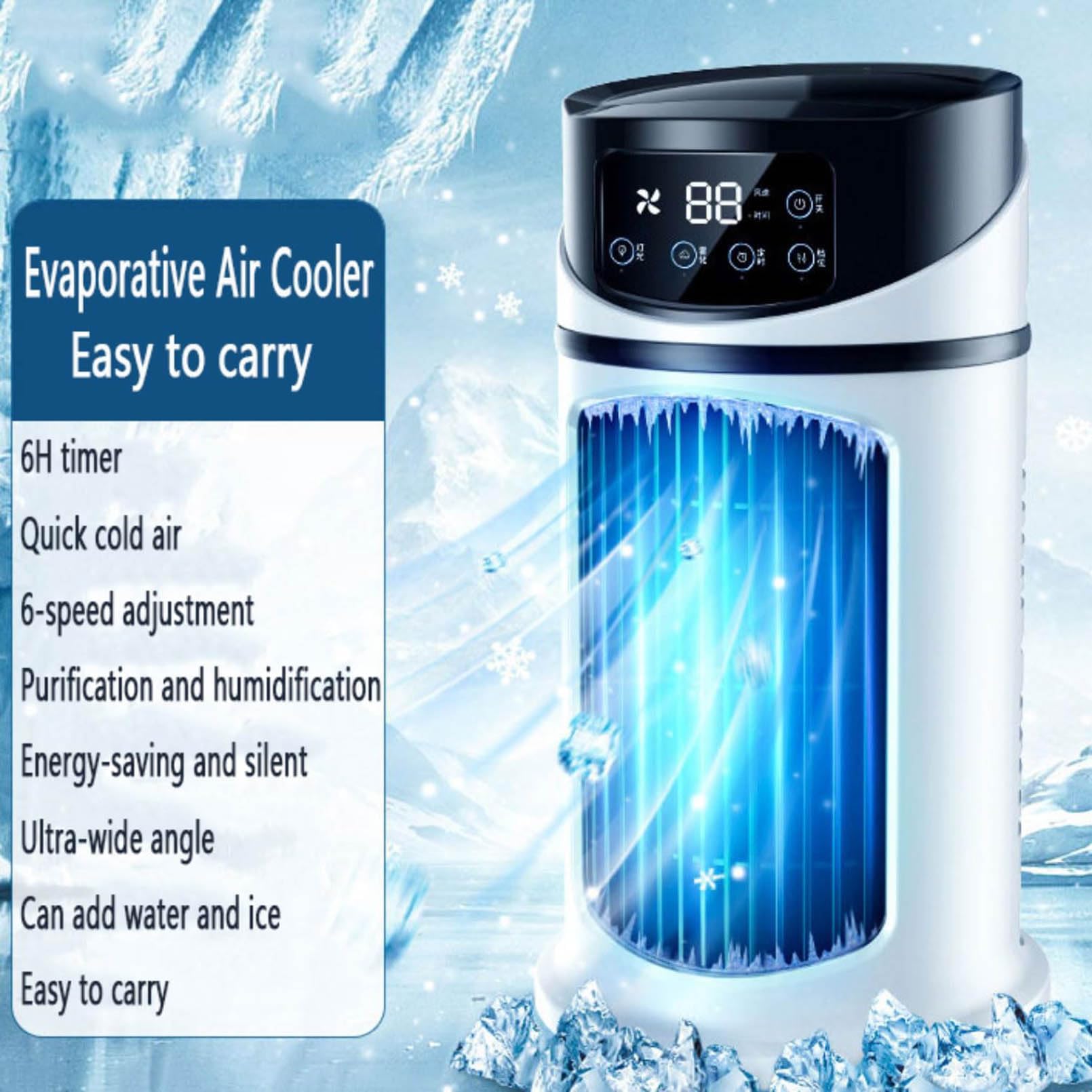 Condizionatore d'Aria Portatile 3-in-1 Raffreddatore Evaporativo con Nebulizzazione Ventilatore da Scrivania con Oscillazione Automatica 6 velocità e Timer di 6 Ore Ventilatore a Torre