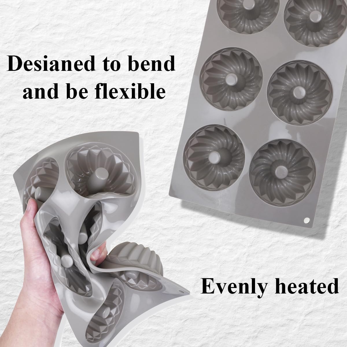 Kit De 3 Moules à Kouglof En Silicone + 1 Spatule - Motifs à Rainures Pour Gâteaux, Muffins, Mousses - Qualité Alimentaire