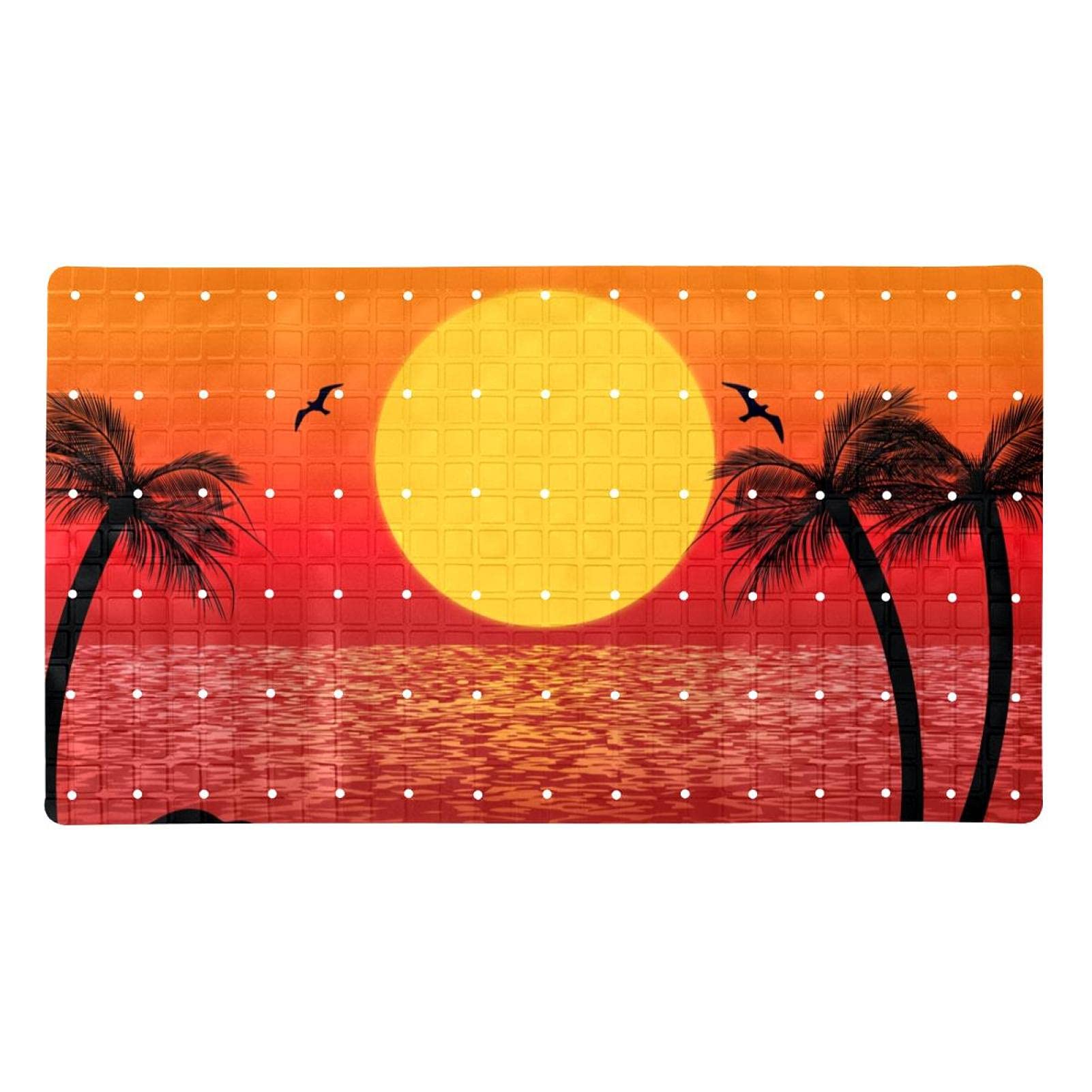 Tapis de bain tropical Palm Summer Sunset pour baignoire et douche familiale