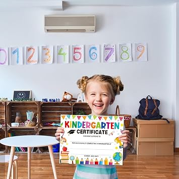 30 Pieces Kindergarten Graduation Certificates Kindergarten Colour Graduation Diplomas kindergarten Graduation Supplies Children's Student Achievement Awards 8.5 x 11 inches (white)