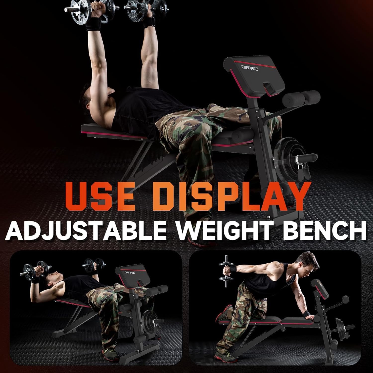 Weight Bench Press, Strength Training Adjustable Workout Benches for Full Body, Gym Benches for Incline Decline Exercise