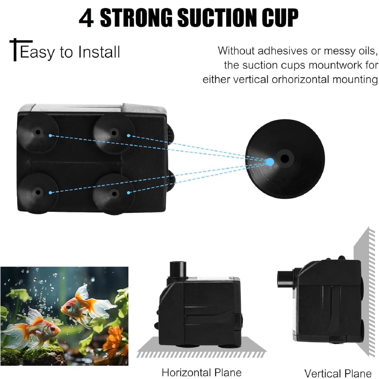 BARST Pompa sommergibile per fontana, 12 V AC, 800 l/h, con cavo di alimentazione da 10 m e anello luminoso a LED per acquario, stagno, vasche per uccelli, acquari JR-800LV
