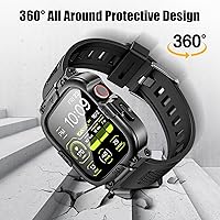 Vista 4 de Dsytom Funda impermeable con correa compatible con Apple Watch Band de 1.81 pulgadas, 1.77 pulgadas, 1.73 pulgadas, 1.65 pulgadas (S11/10) 1.61 Negro