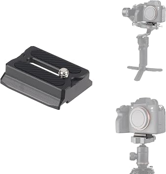 Fotga RS Upper Camera Quick Release Plate for DJI Ronin RS 5 / RS3 / RS 3 Mini Pro/RS 2 / RSC 2 / RS 4 / RS 4 Pro/RS 4 Mini Gimbal Stabilizer DSLR Mirrorless Camera Compatible Arca Swiss Tripod