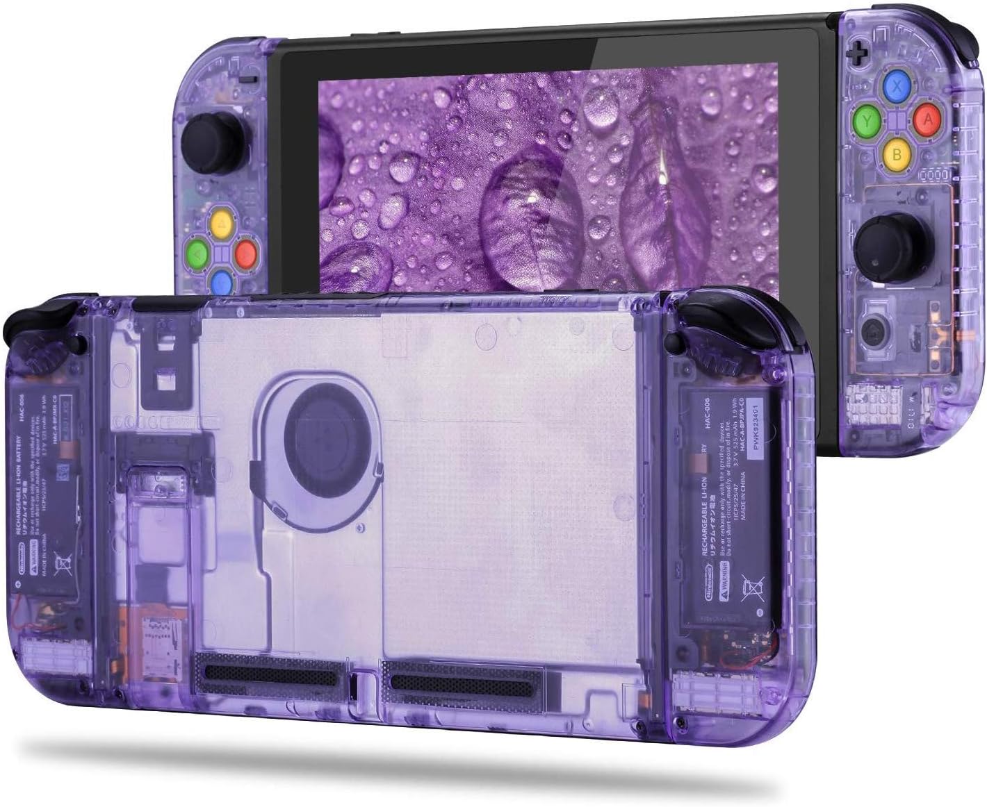 BASSTOP [Update Version] DIY Replacement Housing Shell Case Set for Switch NS NX Console and Right Left Switch Joy-Con Controller Without Electronics(Set-Atomic Purple)