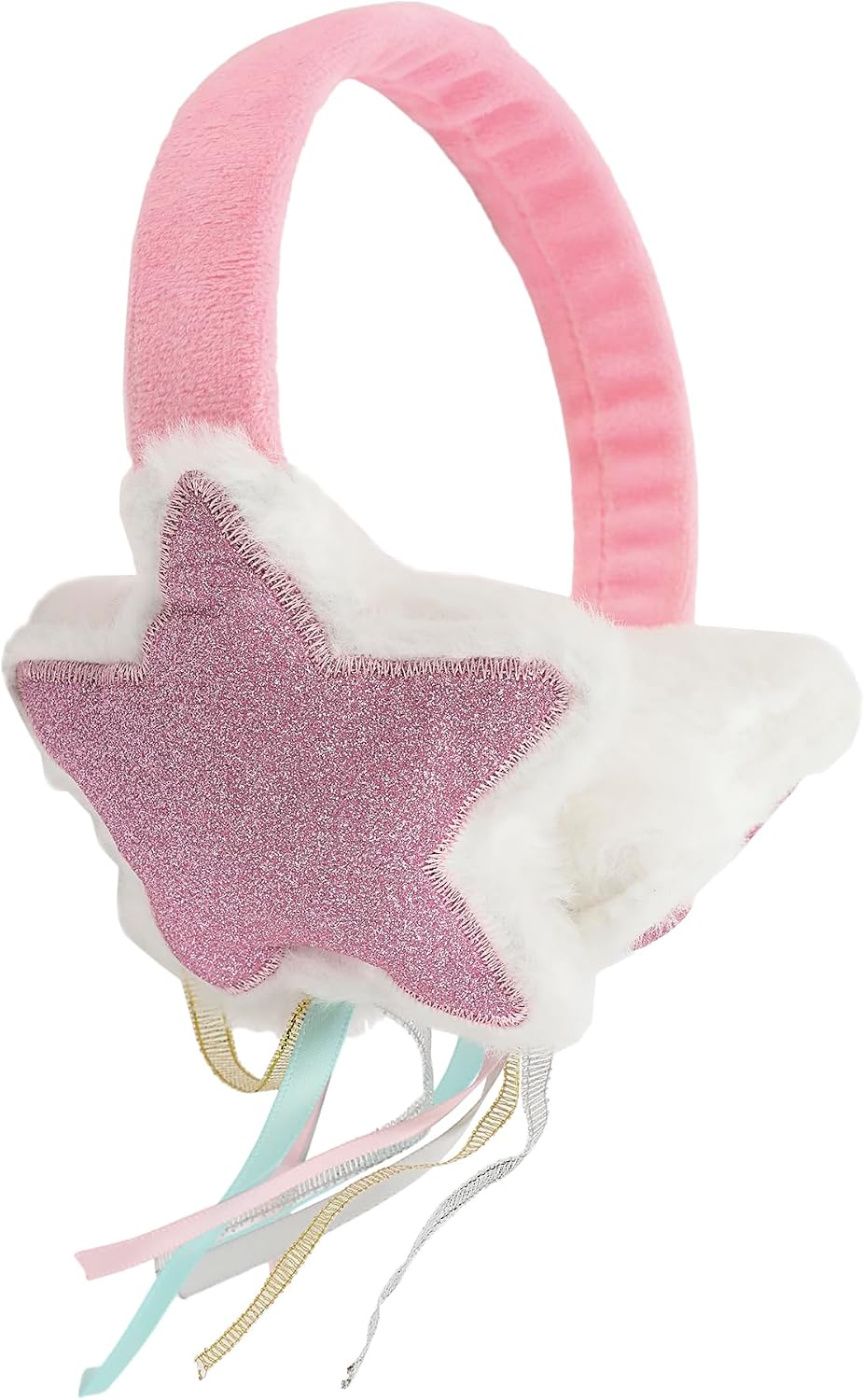 Sparkly Stars 2-Piece Youth Pink Plush Ear Muffs & Gloves Set