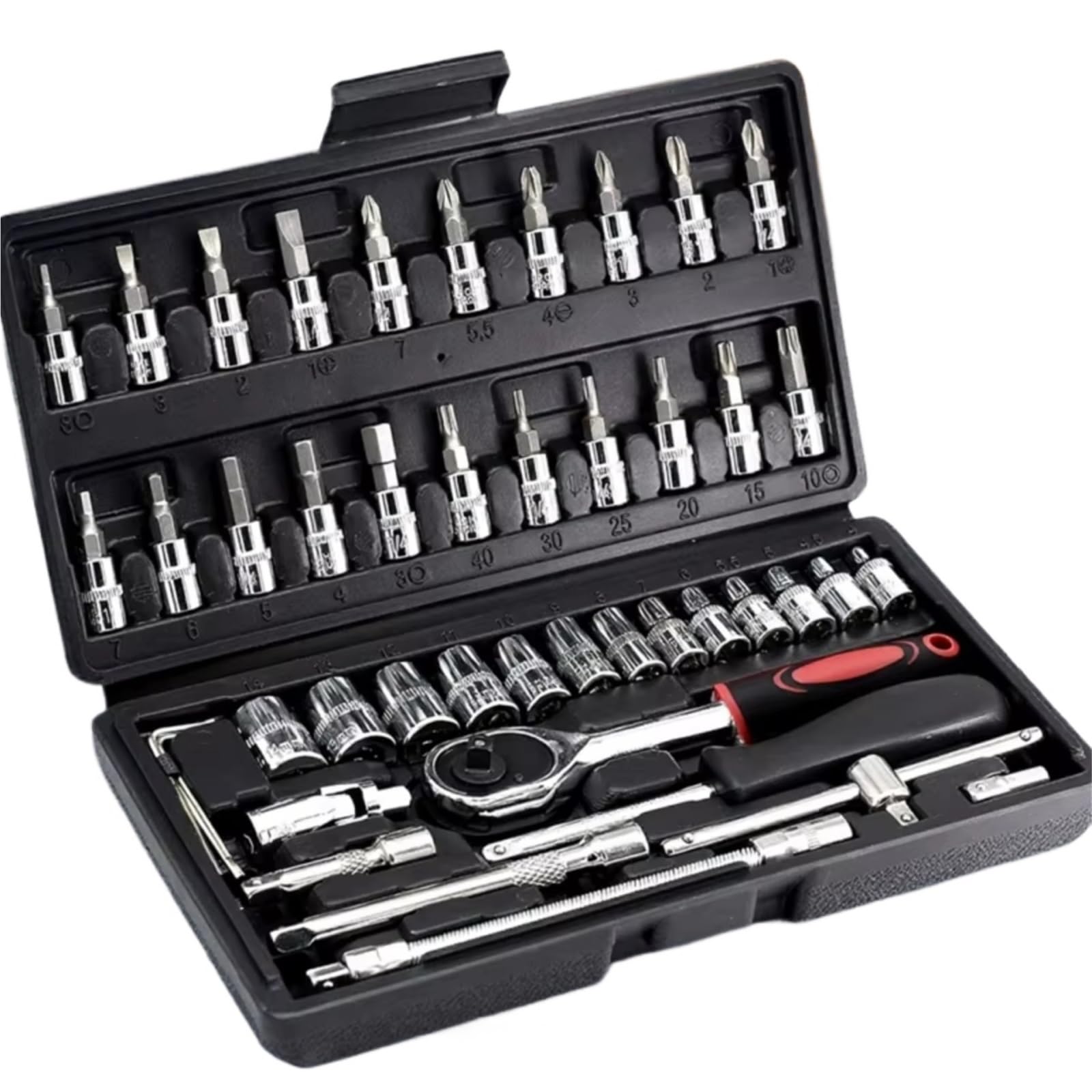 Juego de llaves de trinquete 46 Uds Juego Herramientas Llave Trinquete Enchufe Reparación Automóviles Kit Herramienta Combinada Mantenimiento Coche Herramienta Trinquete Y Estuche