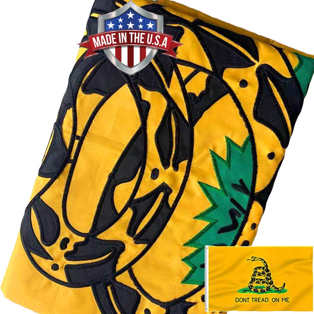 JayusJayus Double Sided Embroidered Gadsden Snake Flag 3x5 FT Outdoor - 340D Heavy Duty Nylon Dont Tread On Me Flags Banners with 2 Grommets