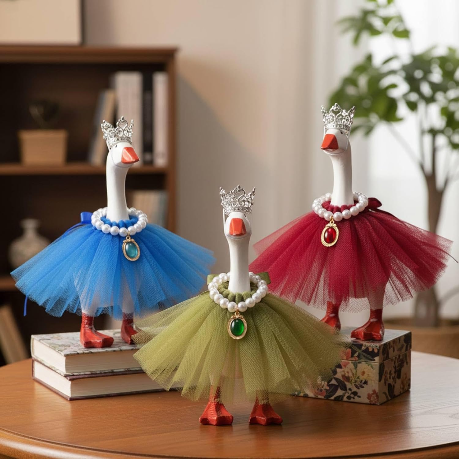 9 Pcs 7 Inch Desk Goose Outfits with Tiara,Elegant,Gem image 4