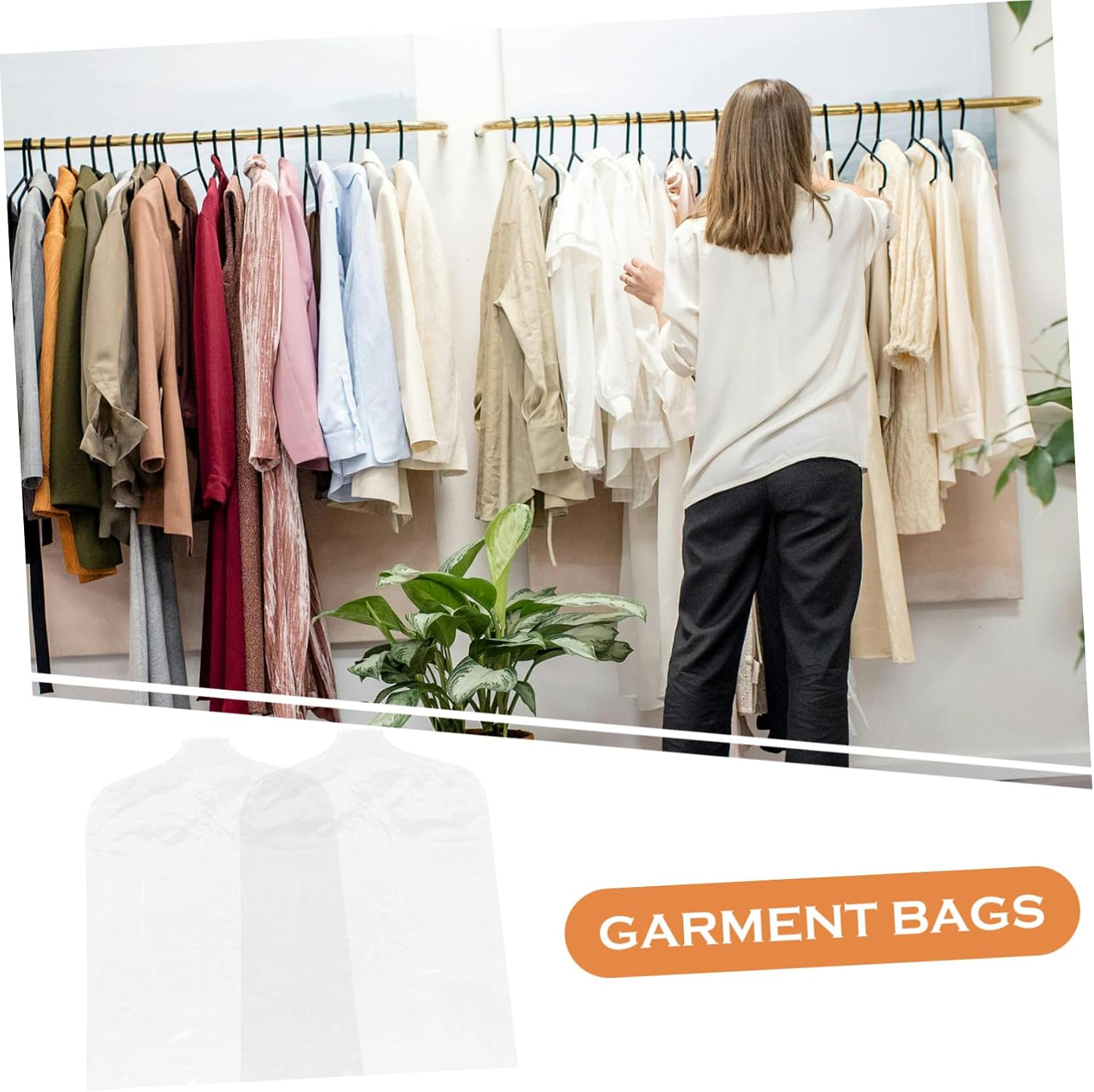 5pcs Clear Plastic Garment Rack Covers Dustproof Hanging Clothes Protector Bags for Home Use PVC Transparent Shoulder Dust Covers for Suits and Dresses and Storage