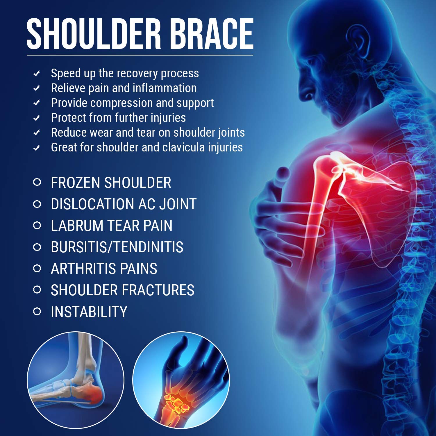 Authеntіс Crаzу Dеаlѕ Shoulder Brace with Reusable Therapy Ice Gel Pack by MUSL FLEX – Unisex Design with Pressure Pad and Adjustable Straps (Chest 38-50 inches/Bicep 13-17 inches)