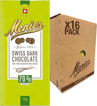 Menier Swiss Dark Cooking Chocolate, 100 g Pack of 16
