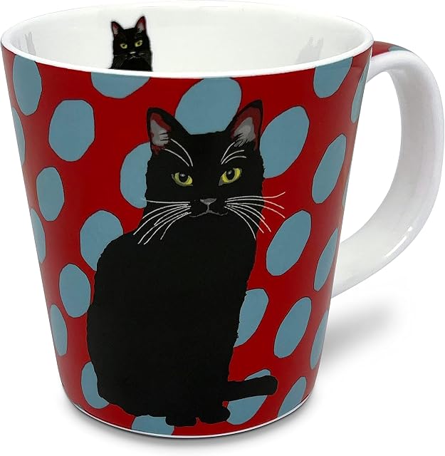 Leslie Gerry Bone China Mug, Black Cat