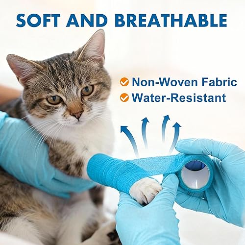 Vista 5 de LotFancy Envoltura veterinaria para caballos perros, paquete de 10, envoltura autoadhesiva de 2 pulgadas x 5 yardas, cinta transpirable de primeros