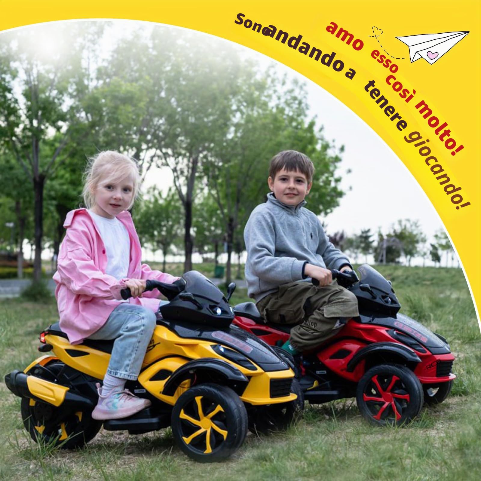 RCB 12V Moto Elettrica Bambini, Moto Elettrica con 2 Motori, Velocità 4 km/h, Luci LED, Connessione USB, Musiche Multitipo per l'Apprendimento Precoce, la Migliore Moto Cross Bambino dai 3 agli 8 Anni