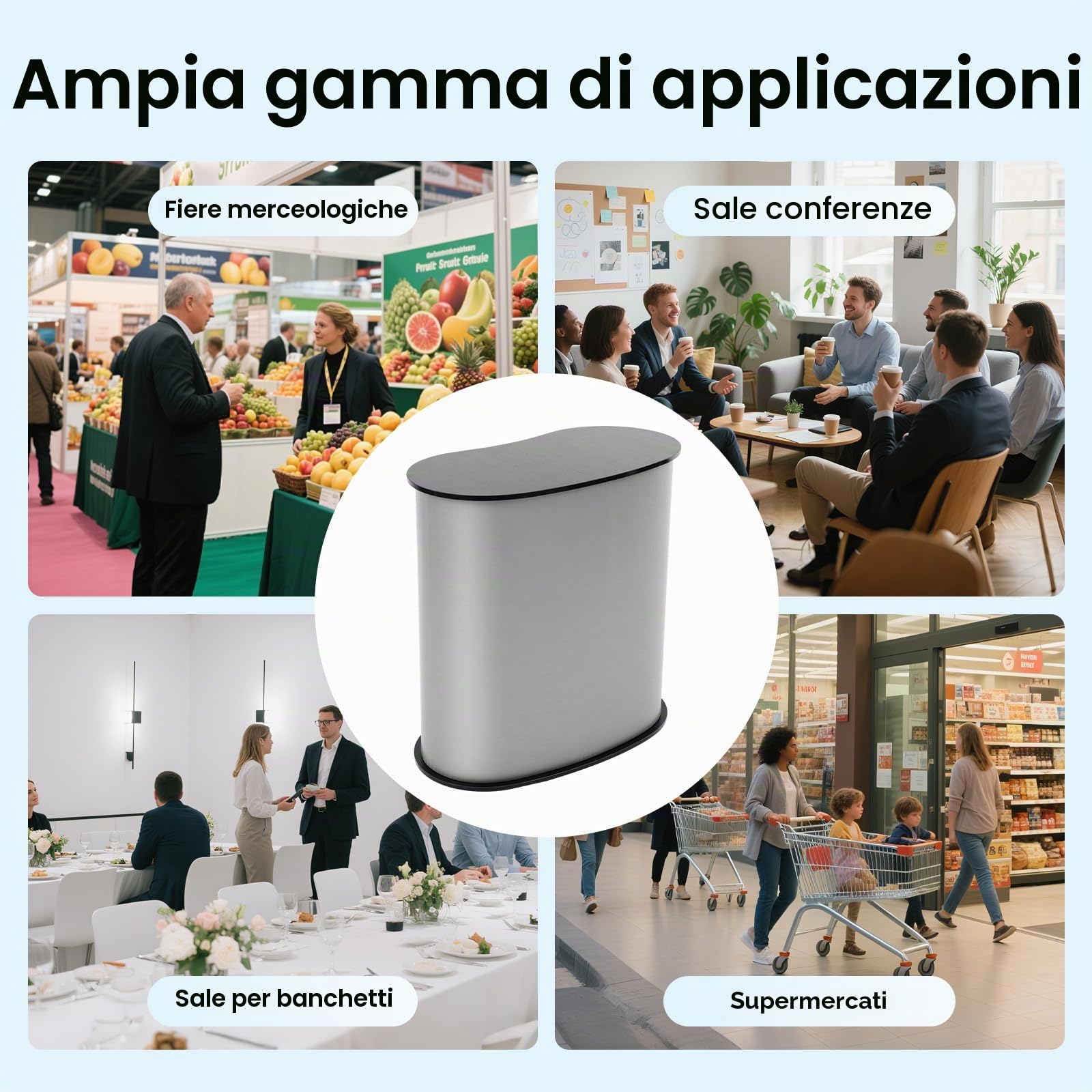 Banco fieristico pieghevole, portatile, per promozione, 40 x 90 x 90 cm, capacità di peso 50 kg, colore nero, adatto per scuole, mostre, musei