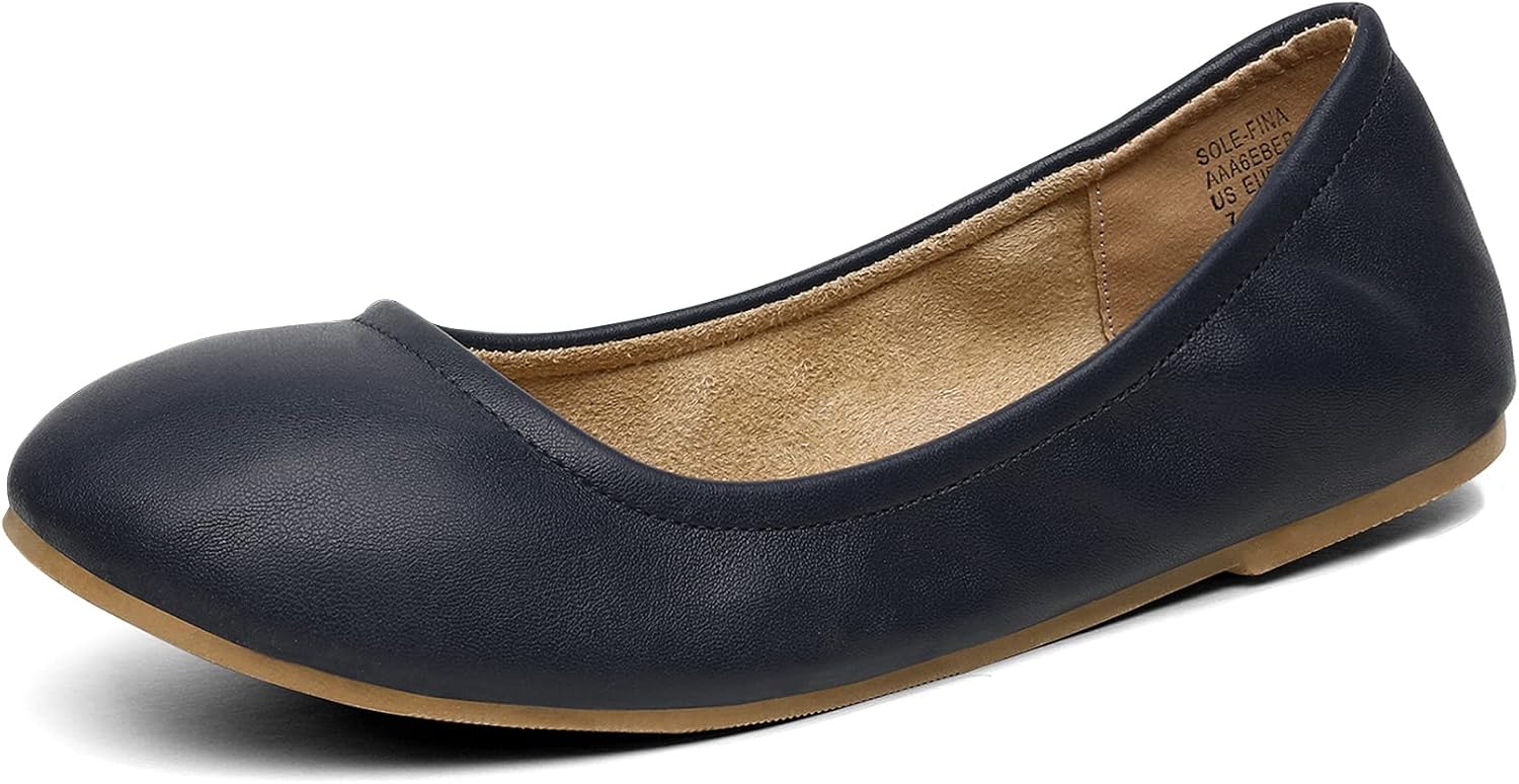 DREAM PAIRS Women's Sole-fina Solid Plain Walking Classic Ballet Flats Shoes