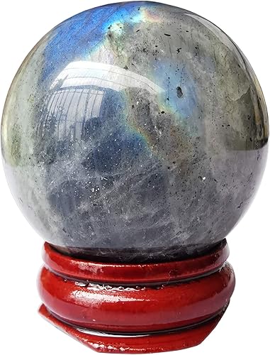 Escultura de esfera de adivinación de cristal curativo de piedra lunar de 1.575 pulgadas, bola de piedras preciosas, Feng Shui Chakra Aura