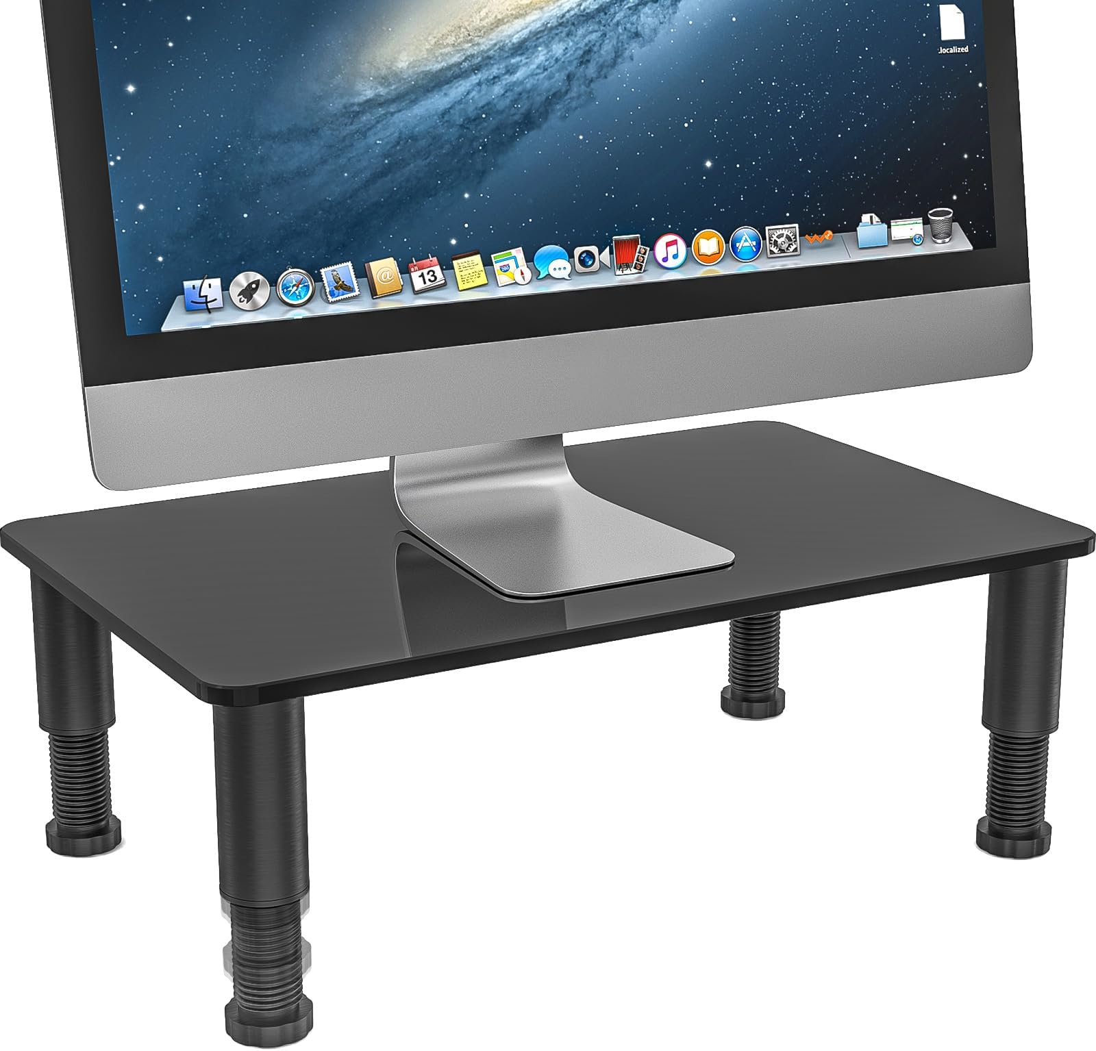 Hemudu Computer Monitor Stand Riser with Height Adjustable Multi Media Desktop Stand for Computers, Laptops & TVs, black HD01B-002P