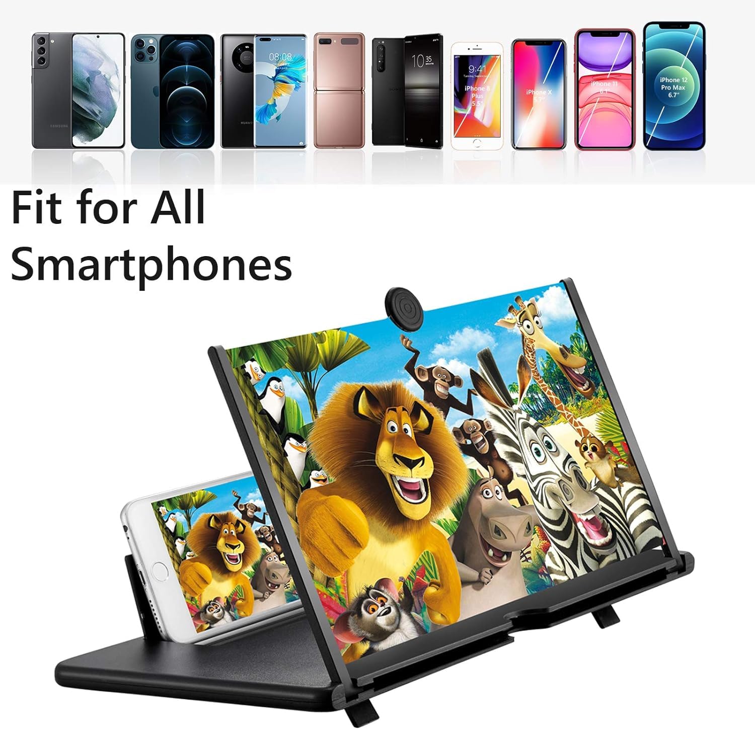 Amplificador de Pantalla para Movil, 16 Pulgadas HD Lupa para Móvil, 3D Pantalla Aumento movil para Ver Películas y Videos, Lupa Pantalla Plegable para Todos los Smartphones