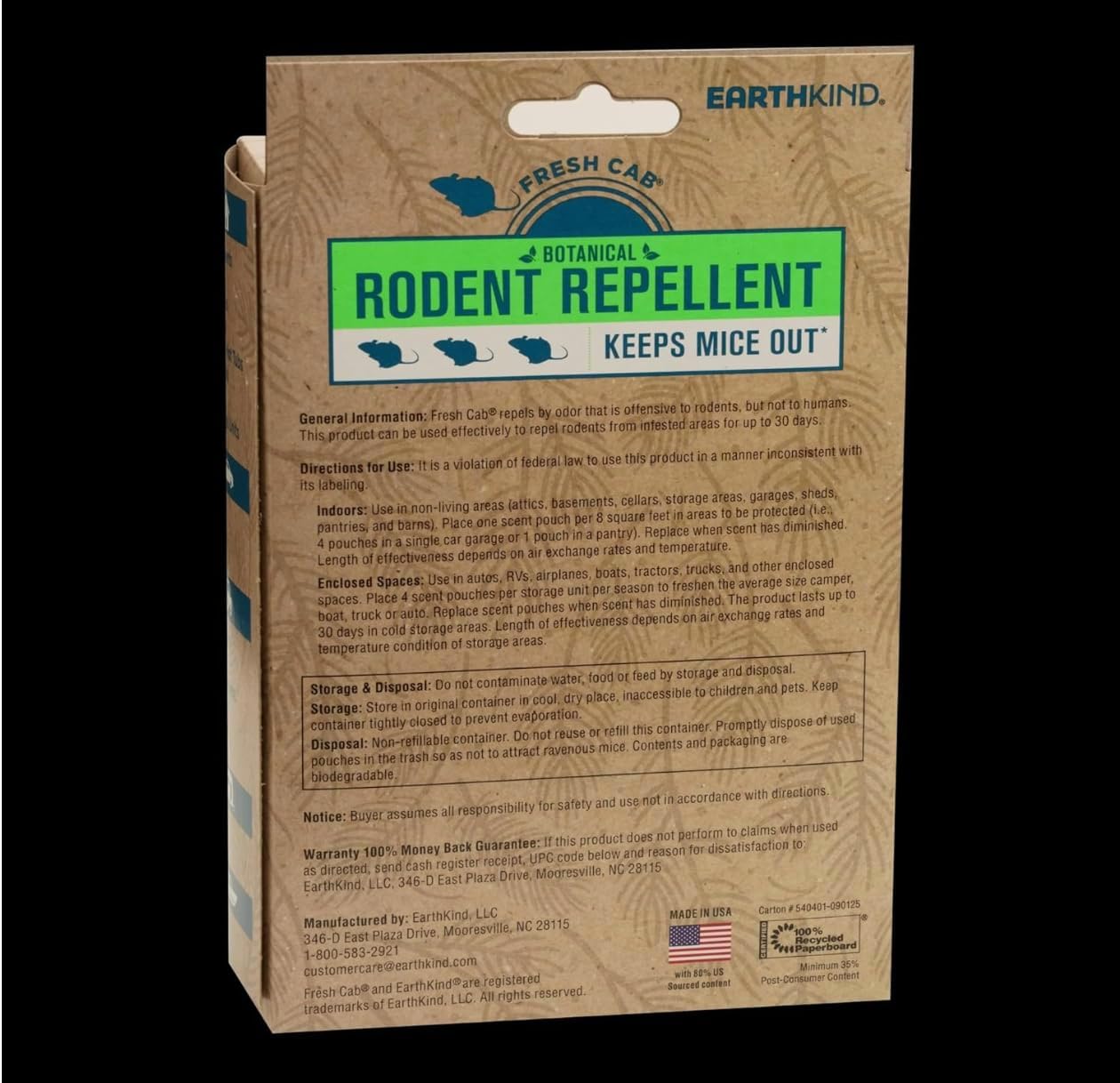 Fresh Cab Rodent Repellent; Quickly Repelling Pests from Treated Areas; Preventing Re-Infestation for up To 3 Months; Safe for Children, Pets and the Environment; Non-Toxic; 8-Scent Pouches