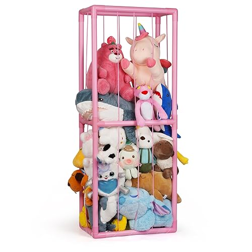 Lzttyee Soporte de almacenamiento de animales de peluche, ideas de almacenamiento de animales de peluche, almacenamiento de felpa con red inferior,