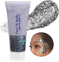 Vista 26 de Go Ho Gel de purpurina púrpura de sirena, purpurina holográfica para el cabello, traje de Mardi Gras para mujeres y niños, lentejuelas gruesas