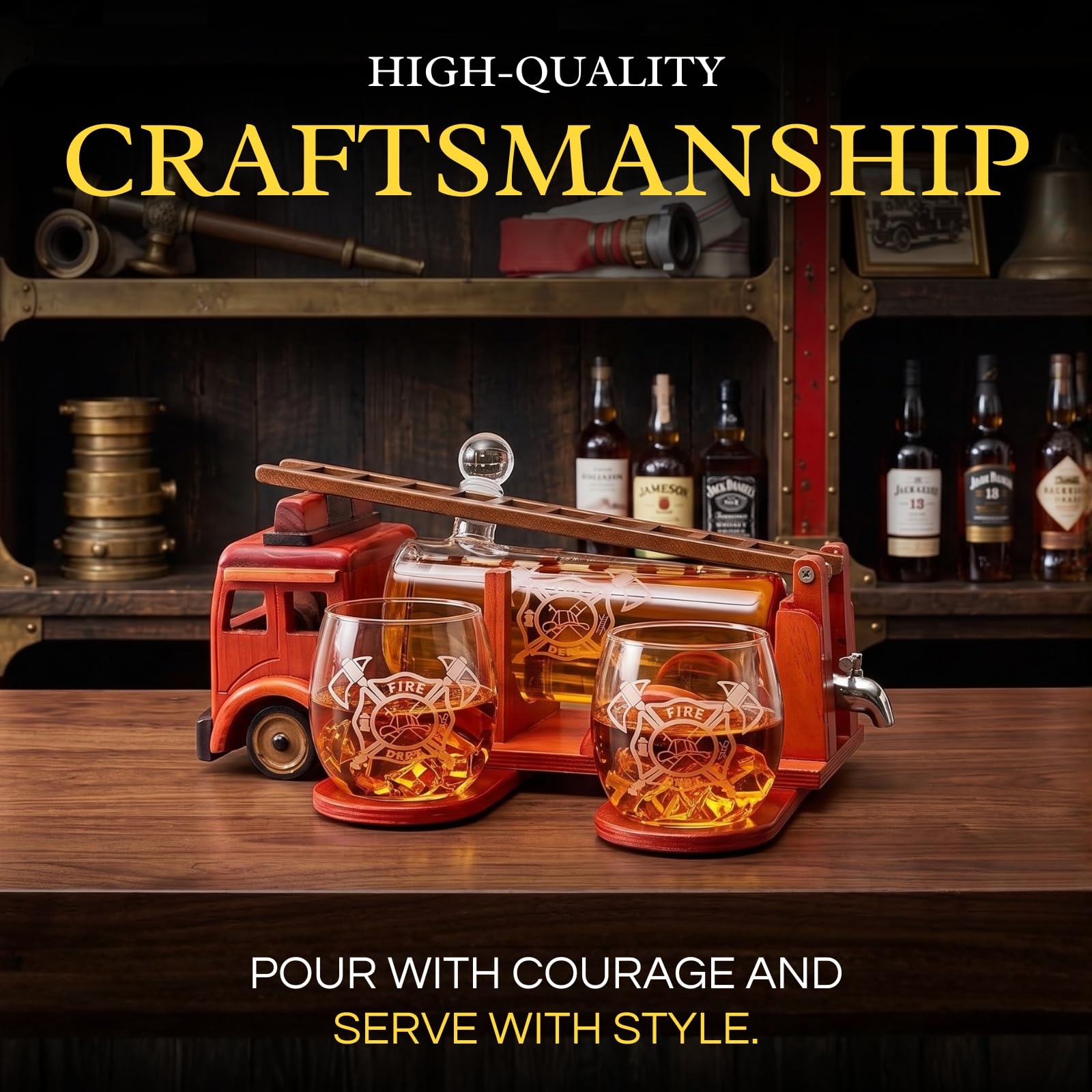 Firetruck Whiskey Decanter - Gift for Firefighters -5