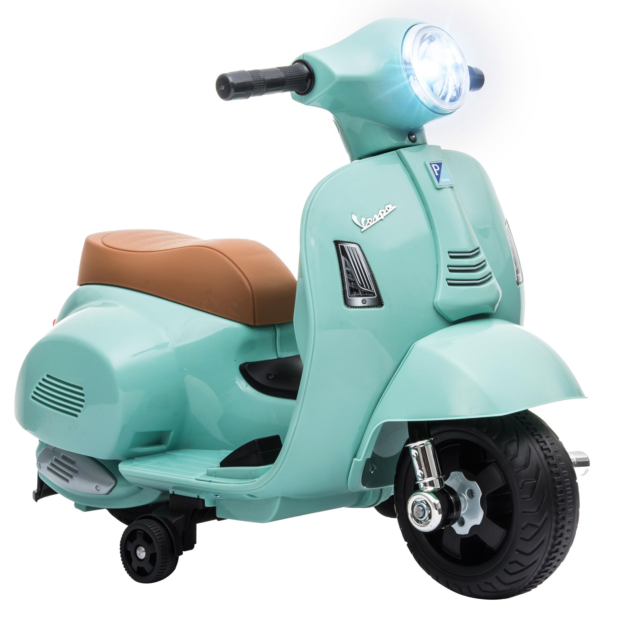 HOMCOM Licensed Vespa 6V Ride On Motorcycle for Kids Max. 25KG Green