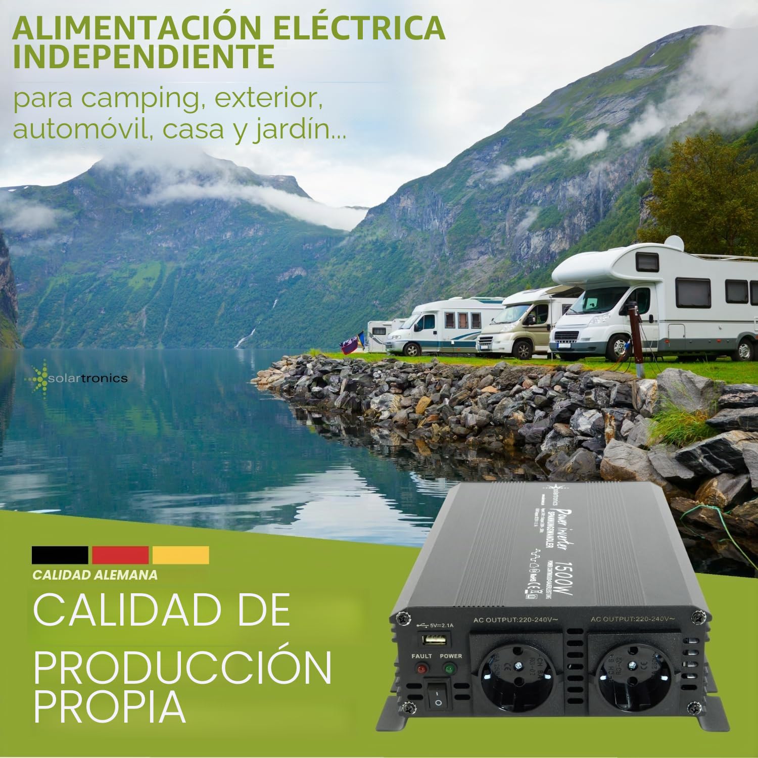 Transformador de tensión 24 V 1500 3000 W 230 V - Inversor para la conexión móvil de electrodomésticos … Negro