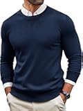 Mens Crewneck Sweaters Casual Knit Lightweight Dress Sweater Long Sleeve Slim Fit Fall Winter Pullover
