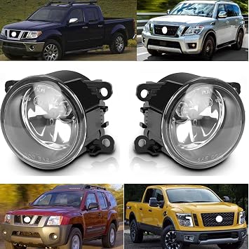 Pair of Front Fog Lights Lamp RH LH Compatible With Nissan | For Frontier 05-19 &Nissan Titan 17-19 & Nissan Titan XD 16-19 & Xterra 05-15 Replaces 26150EB500 33900STKA11