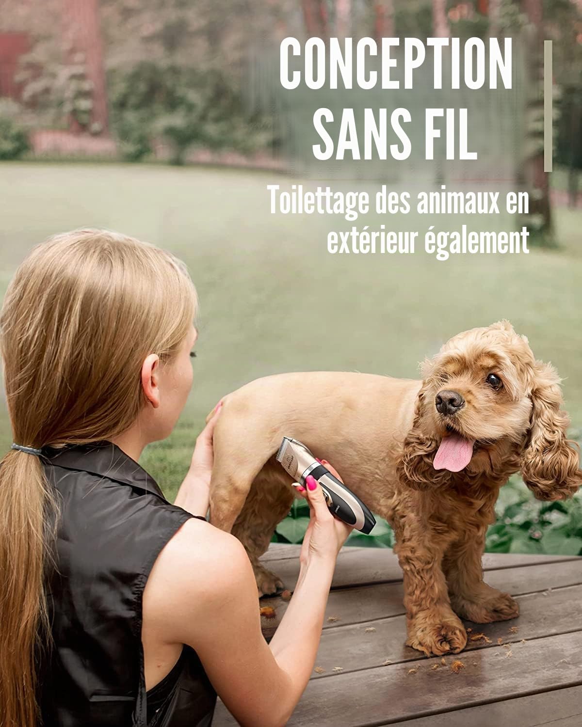 oneisall Tondeuse Chien Professionnelle Poil Long Epais Tondeuse pour Chats et Animaux Silencieux pour petits grands chiens chats animaux de compagnie (L'or)