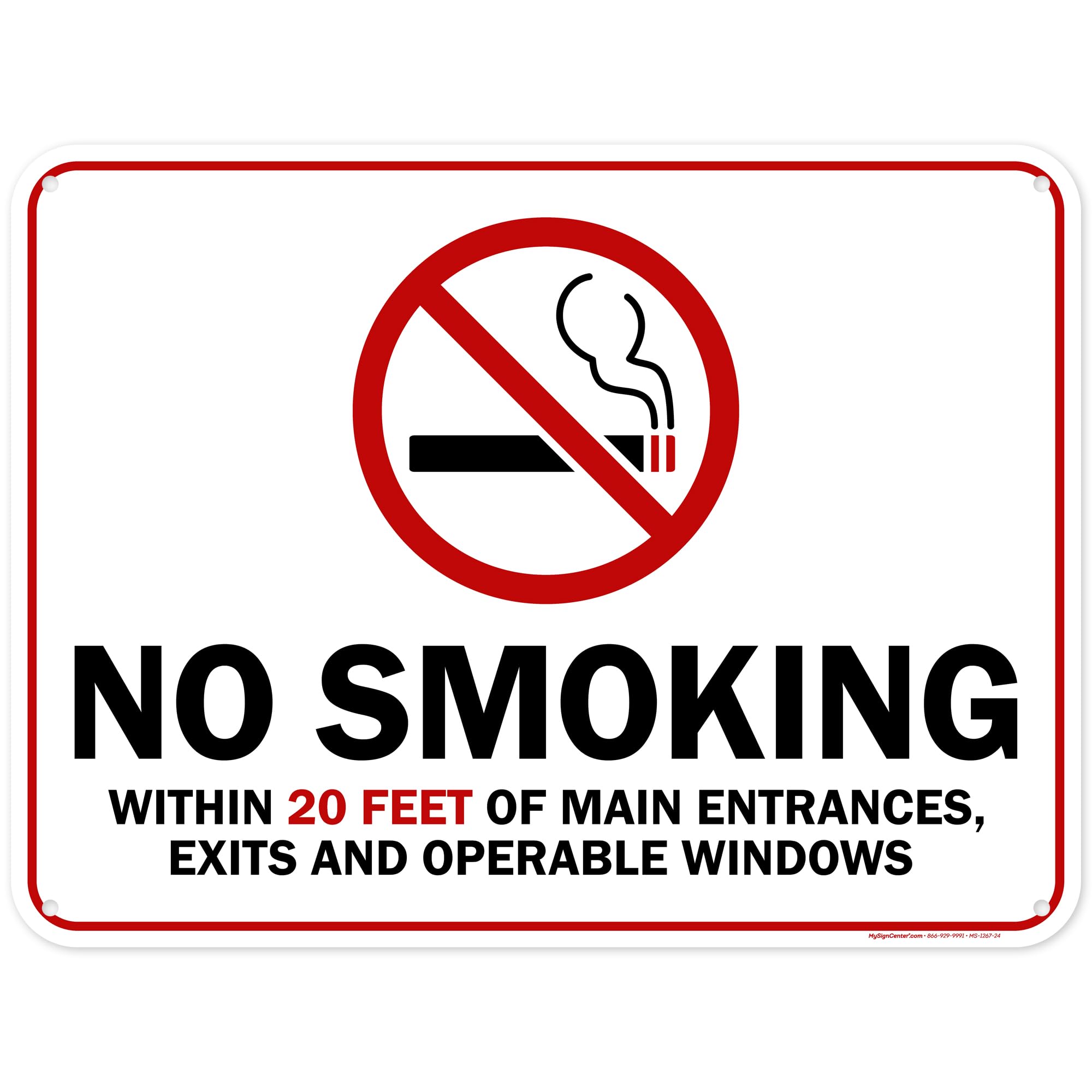 No Smoking Sign, 18x24 Inches, 55 mil thick HDPE (high density polyethylene), Made in USA by My Sign Center