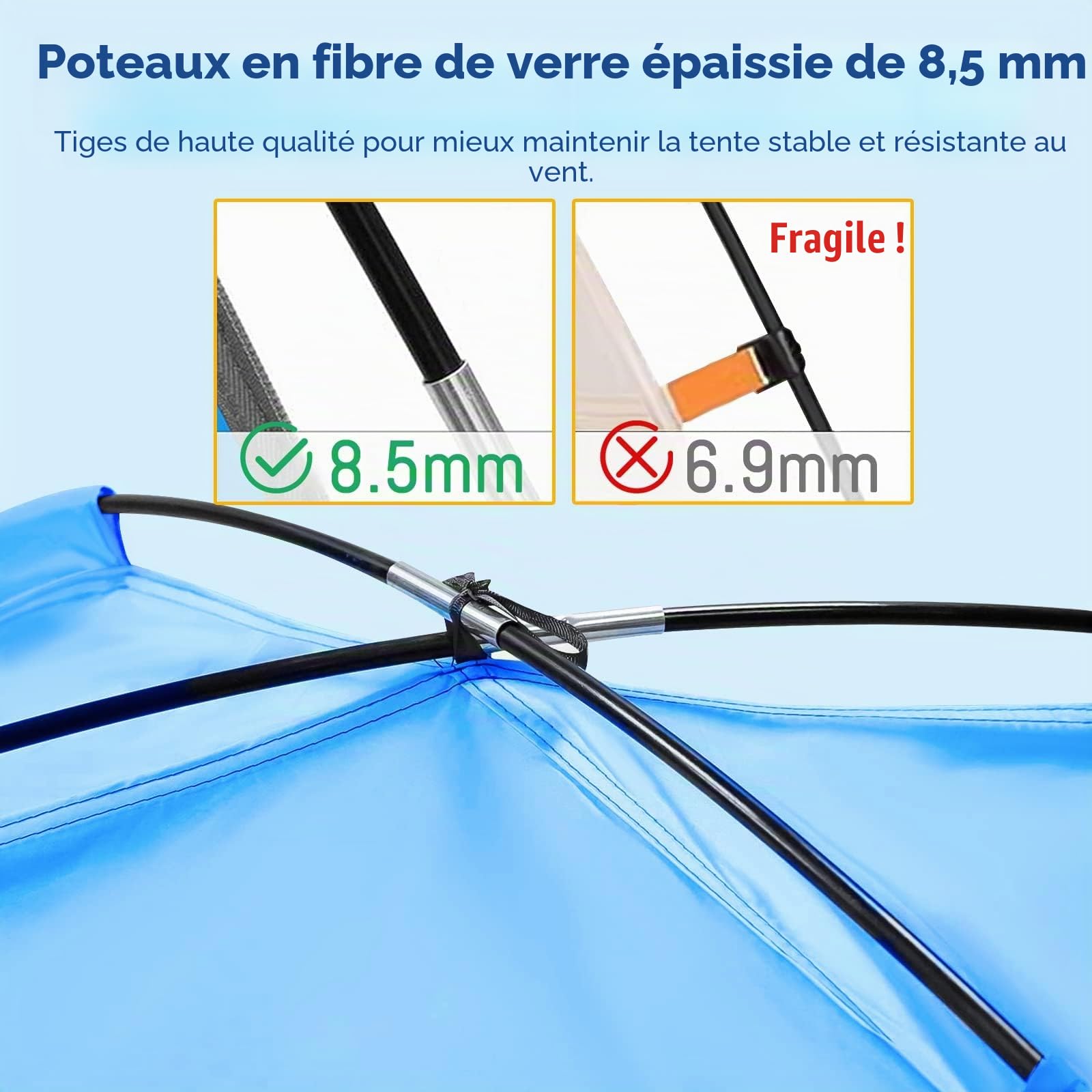 Tente de Plage Anti-UV 50+, Portable Abris de Plage pour 3-4 Personnes, Contre Le Vent, Tente Plage Famille avec Sac de Transport