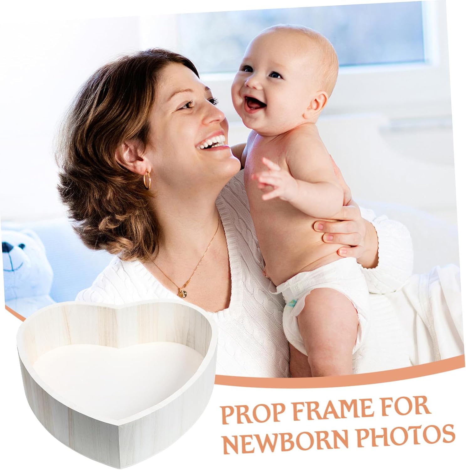 Gadpiparty Baby Photo Wooden Bowl Heart Shaped Box for Baby Shower Newborn Photo Props