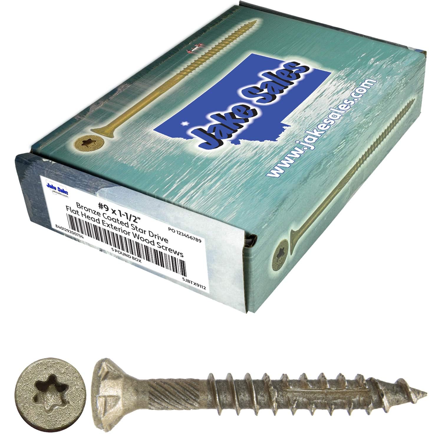 # 9 x 1-1/2" bronce estrella exterior cubierta madera Torx/estrella Drive cabeza (2,3 kg - 700 aprox. tornillo cuenta) - Multiuso exterior revestido Torx/Star Drive madera tornillos