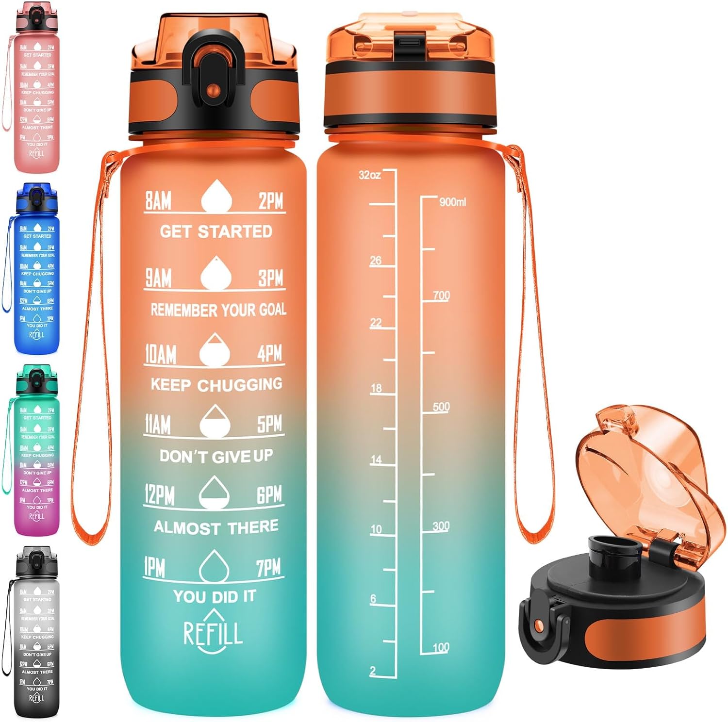 32 oz Water Bottles With Motivational Time Maker, Esgreen Big 1 liter No Straw Water