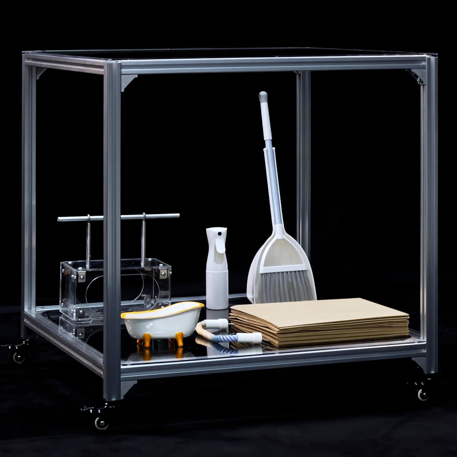 GuineaLoft™ 2.5x2.5x3ft Pet Cage Table – Pet Cage Stand Table with Shelf & Rollers, Specially Designed for Placing Pet Cages & Accessories, Lightweight & Easy to Move - Visit GuineaLoft Store