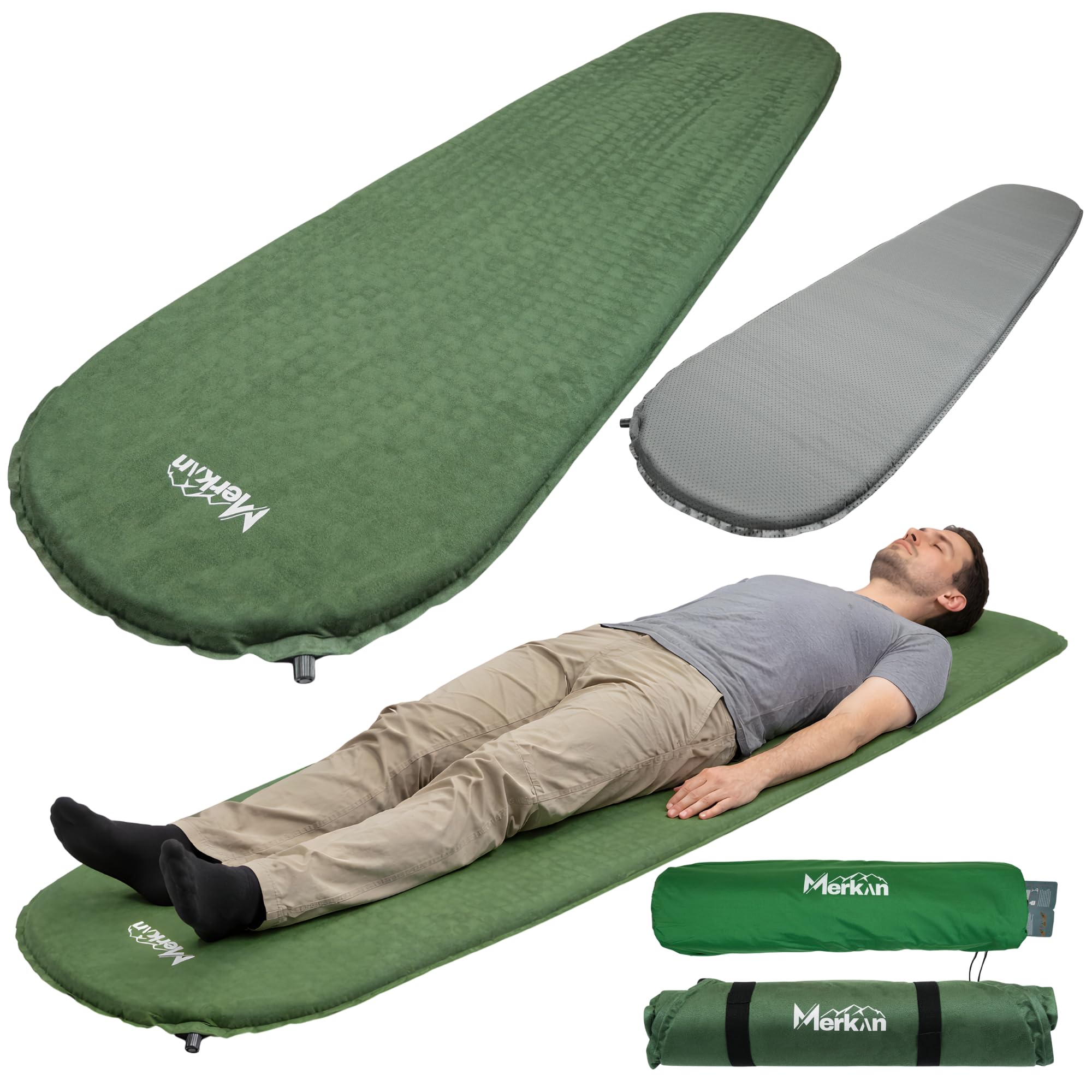 Matelas de camping auto-gonflant de 5 cm d'épaisseur Matelas auto-gonflant pour le camping, les activités de plein air, la randonnée, les voyages, la tente, la voiture