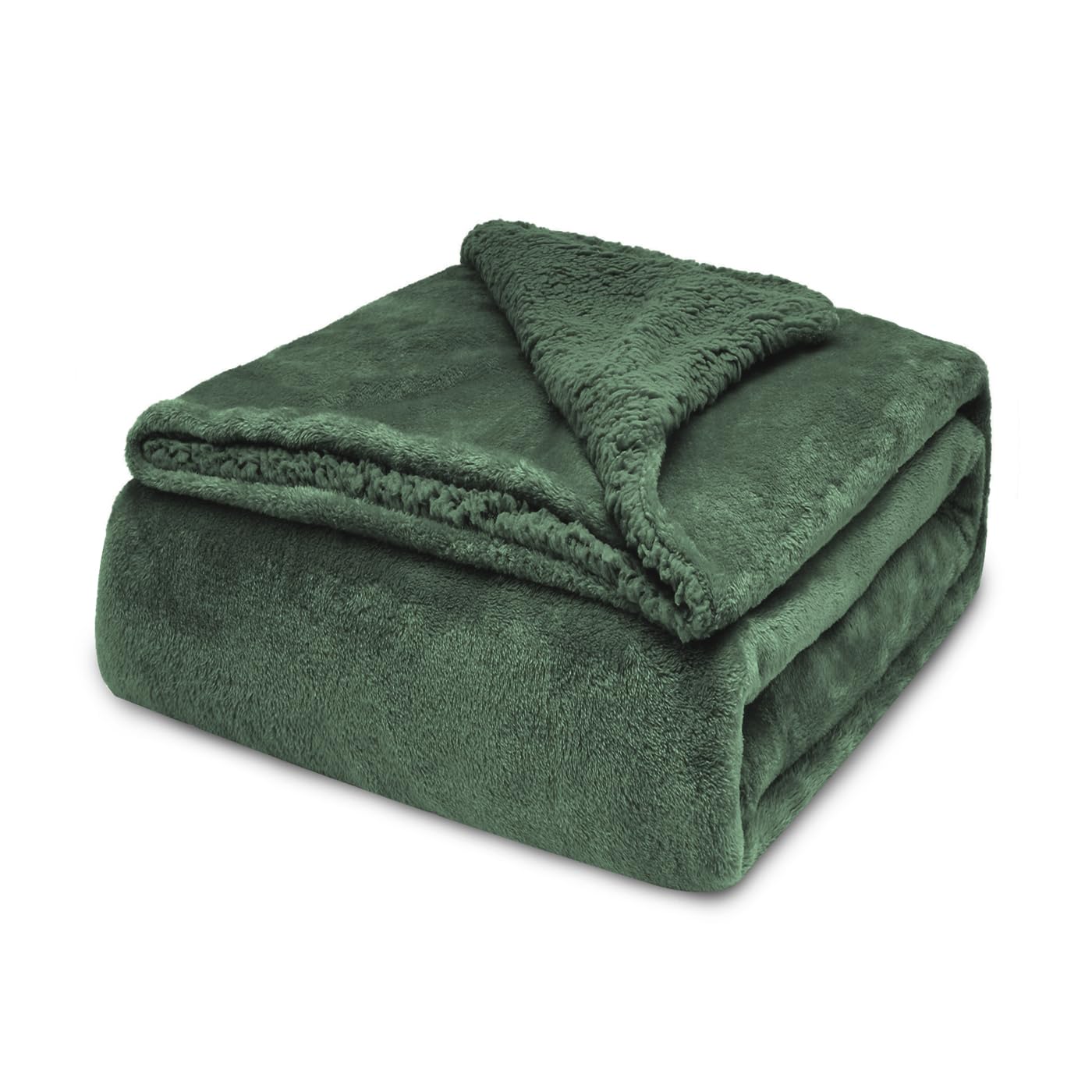 MERCURY TEXTIL -Sherpa Sherpa Reversible Blanket 130 x 160 cm Extra Soft, Thermal and Multipurpose Warm Blanket for Bed, Sofa and Travel (Green)