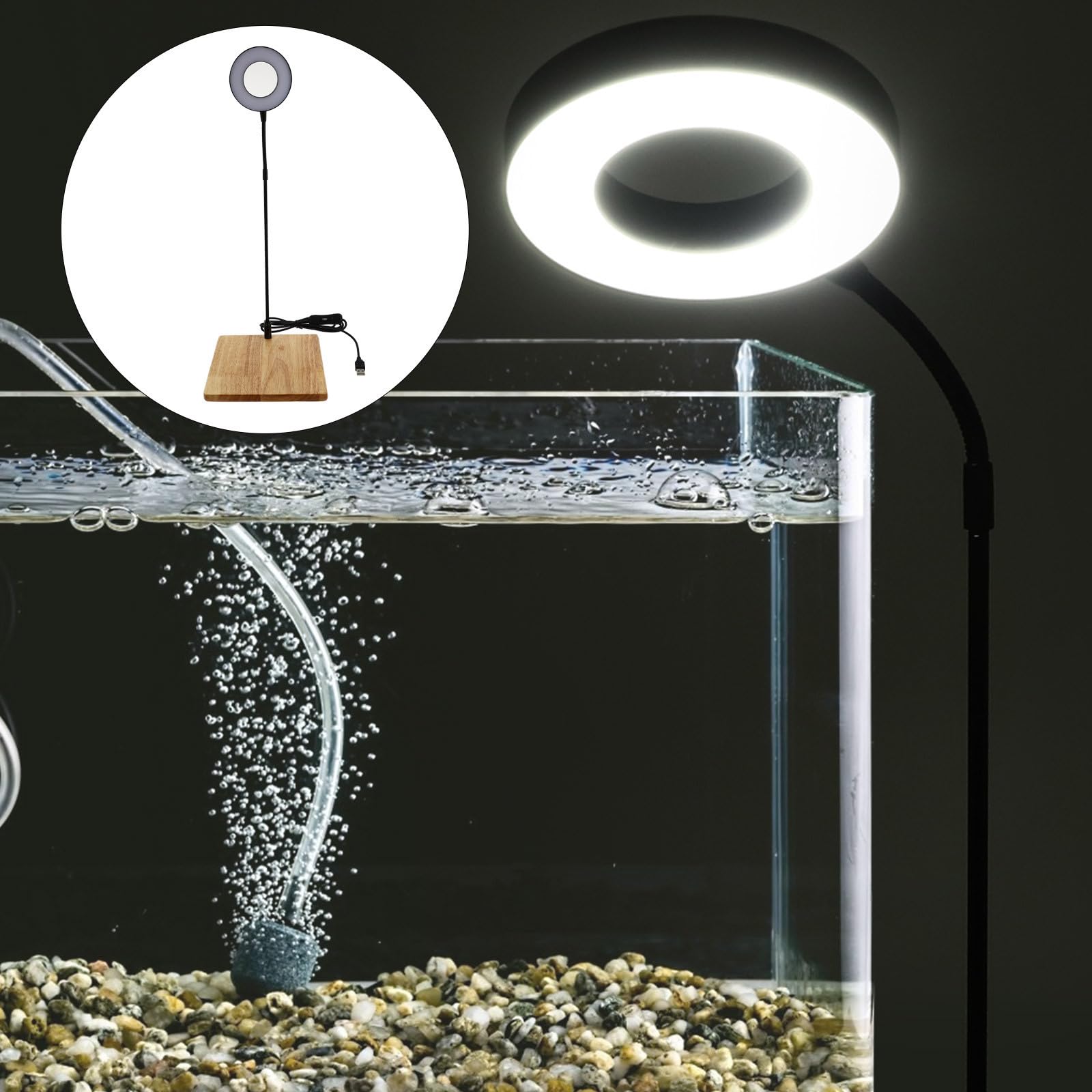 Toyvian Lampe pour Plantes Aquatiques en Bois et Alliage D'aluminium, Éclairage LED pour Aquarium, Effet Lumineux, Facile à Déplacer, pour Aquarium D'intérieur