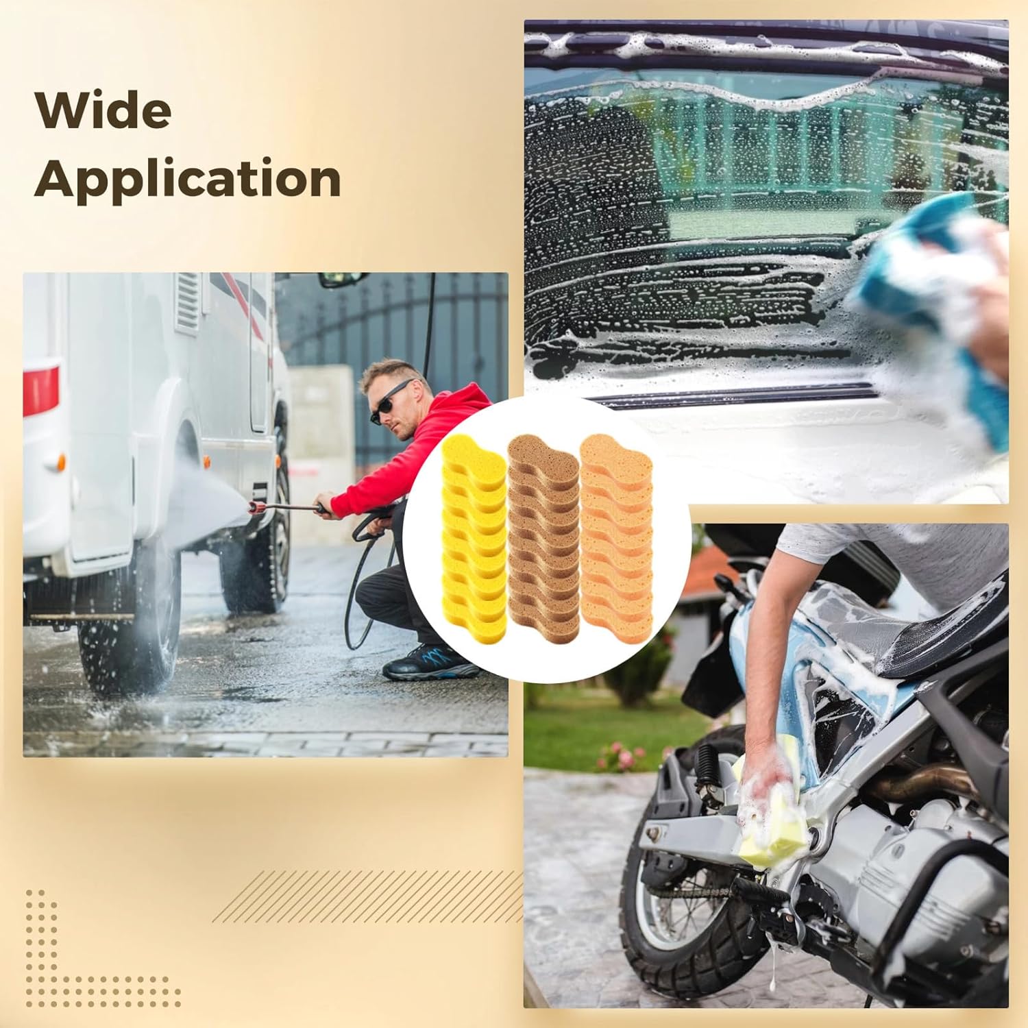 8-Shape Car Wash Sponges (24), Large, Non-Scratch Detailing